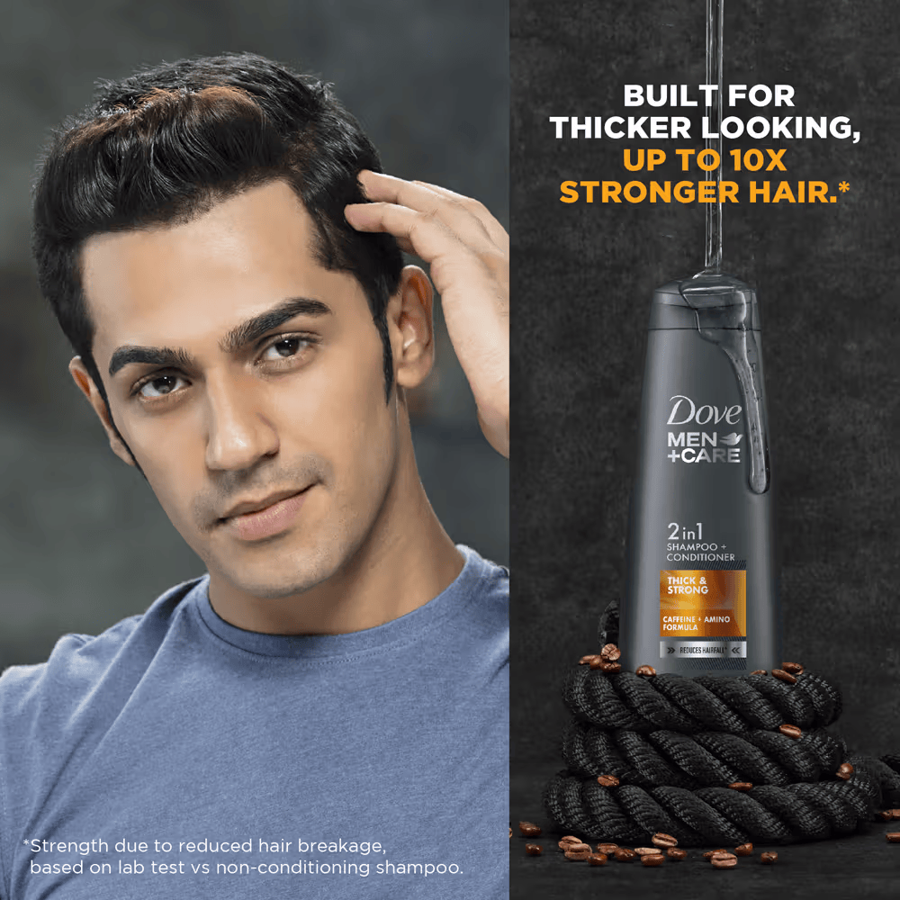 Dove Men+Care Thick & Strong 2-in-1 Shampoo + Conditioner. Cosmetic Cove
