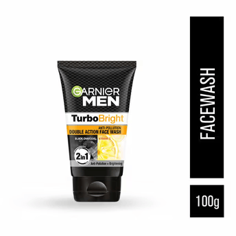 Garnier Men Turbo Bright Double Action Face Wash, Deep Cleansing Anti Pollution Face Wash Cosmetic Cove