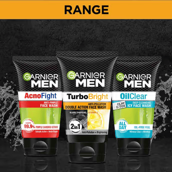Garnier Men Turbo Bright Double Action Face Wash, Deep Cleansing Anti Pollution Face Wash Cosmetic Cove
