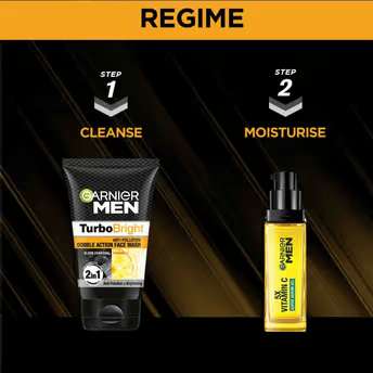 Garnier Men Turbo Bright Double Action Face Wash, Deep Cleansing Anti Pollution Face Wash Cosmetic Cove