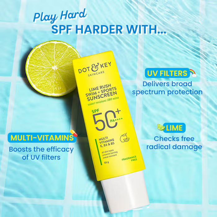 Lime Rush Swim + Sports Sunscreen SPF 50+ PA++++ Cosmetic Cove