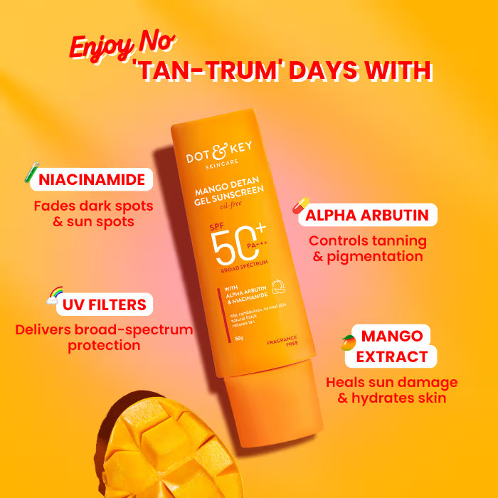 Mango Detan Gel Sunscreen SPF 50+ PA++++ Cosmetic Cove