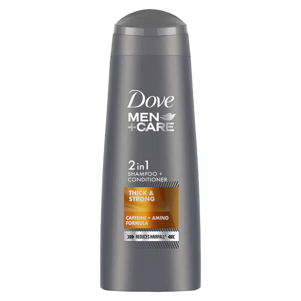 Dove Men+Care Thick & Strong 2-in-1 Shampoo + Conditioner.