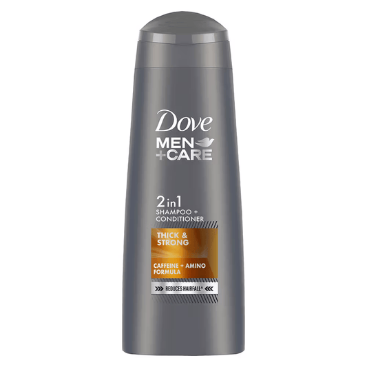 Dove Men+Care Thick & Strong 2-in-1 Shampoo + Conditioner.