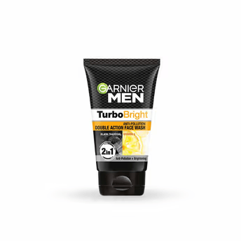 Garnier Men Turbo Bright Double Action Face Wash, Deep Cleansing Anti Pollution Face Wash
