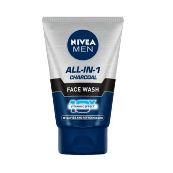 NIVEA MEN Face Wash, All in 1 Charcoal, to Detoxify & Refresh Skin with 10x Vitamin C Effect