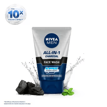 NIVEA MEN Face Wash, All in 1 Charcoal, to Detoxify & Refresh Skin with 10x Vitamin C Effect Cosmetic Cove